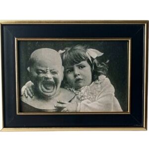 Vintage Victorian Girl With Strange Screaming Doll Retro Horror Oddity Framed
